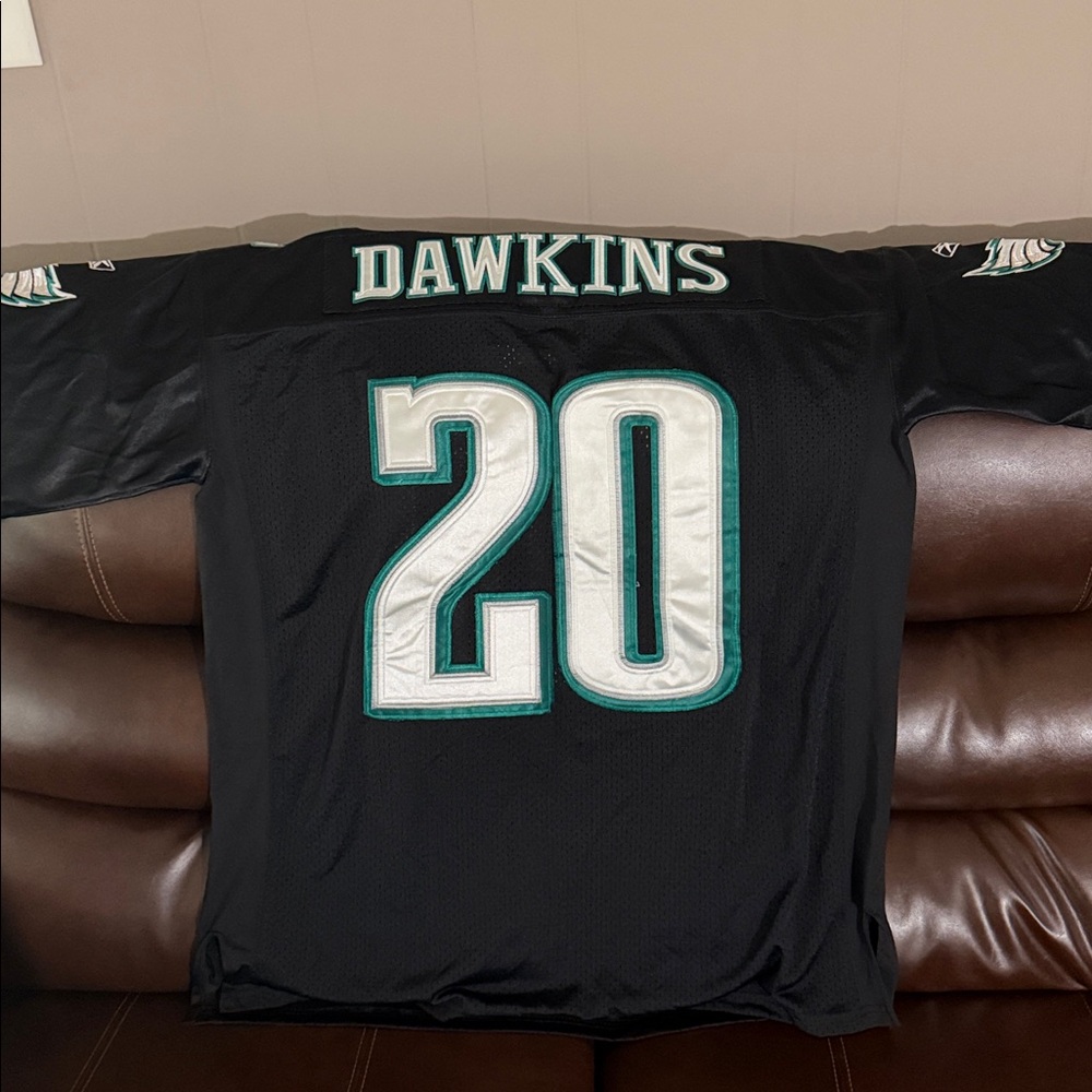 Men’s #20 Brian Dawkins Philadelphia Eagles Black Reebok Jersey (Size 52)